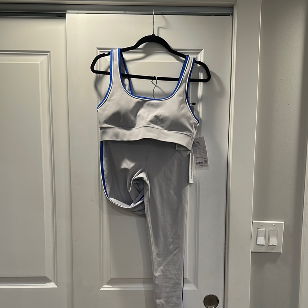 Athleta Gray and Blue Activewear Set